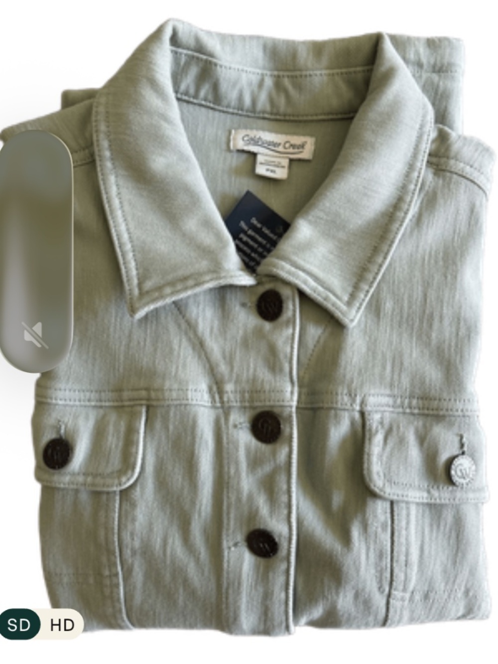 Coldwater Creek Sage Green 4-Pocket Utility Denim Jacket (Size Petite XL) NWT - Picture 5 of 5
